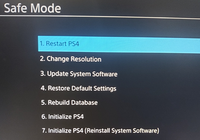 PS4's Safe Mode.