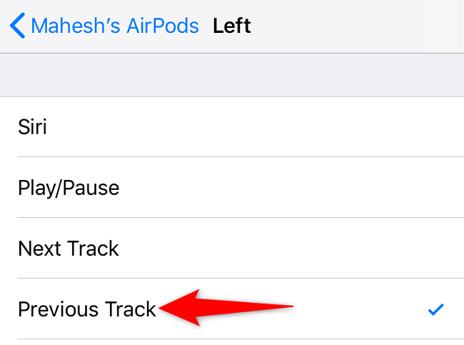 Choose "Previous Track."