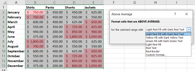 How to Highlight Values Above or Below Average in Excel