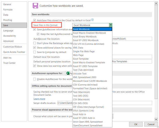 Default File Types Excel 12 Default Microsoft Excel Settings You Should Change