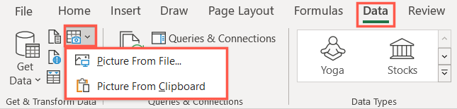 How to Insert Data From a Picture in Excel on Windows