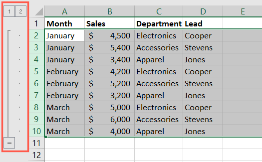 How to Group and Collapse Rows in Microsoft Excel
