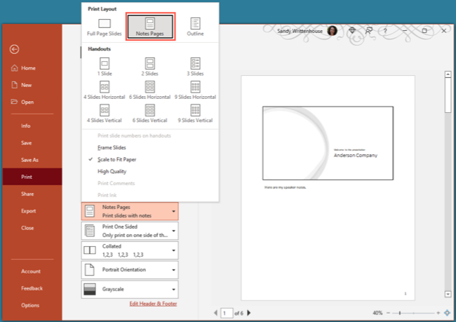 How to Print a PowerPoint with Notes