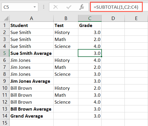 Subtotal Table Example How to Use the SUBTOTAL Function in Microsoft Excel