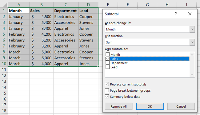 Sub Total Image How to Use the SUBTOTAL Function in Microsoft Excel