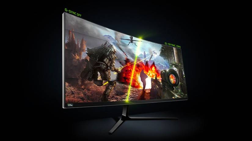 A Monitor showing G-sync On and G-Sync off.