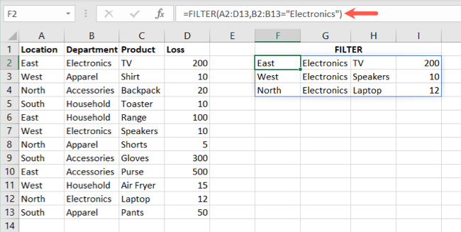 How to Use the FILTER Function in Microsoft Excel