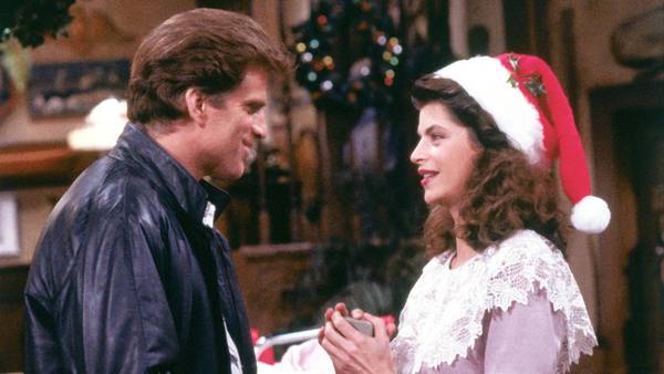 Sam and Rebecca from Cheers on the episode Christmas Cheers