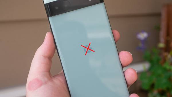 Google Pixel with crossed out G logo.