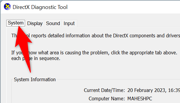 Выберите вкладку "Система" сверху.