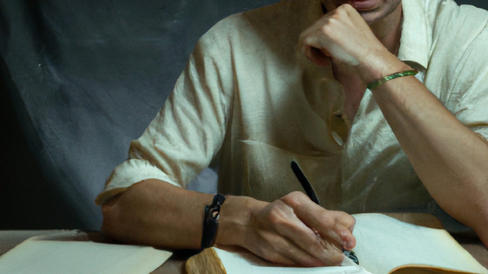 A writer working on a novel according to Dall-e 2