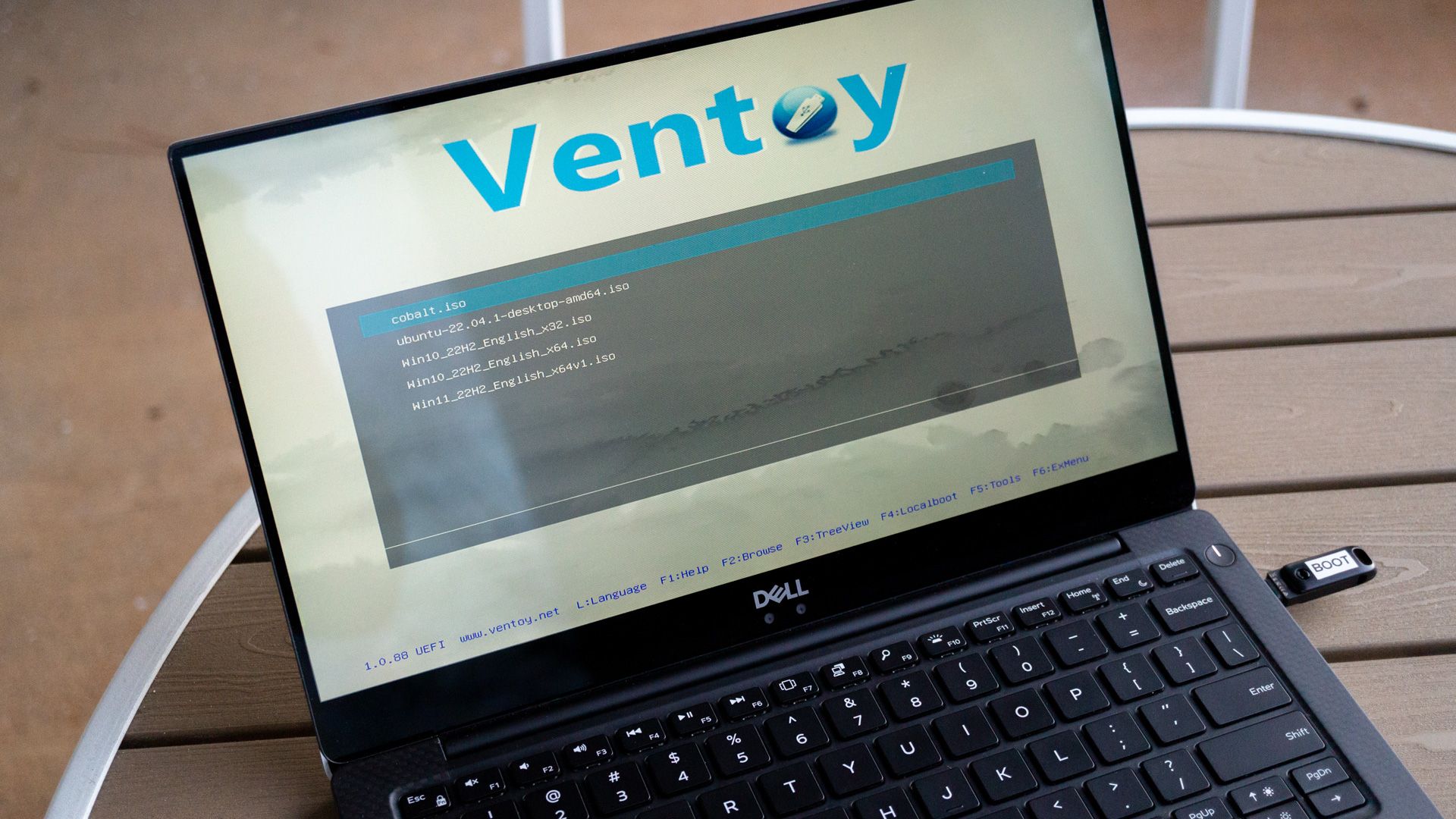 Ventoy boot screen on a laptop.