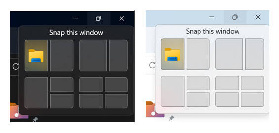 The snap layout UI in Windows.