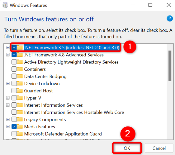 How to Enable .NET Framework 2.0 and 3.5 in Windows 11