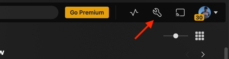 Access Plex settings from the home page