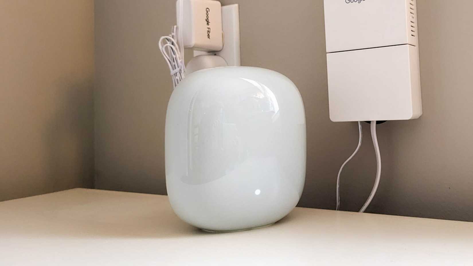Nest Wifi Pro router connected to a modem