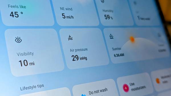 Air Pressure shown in a weather app.