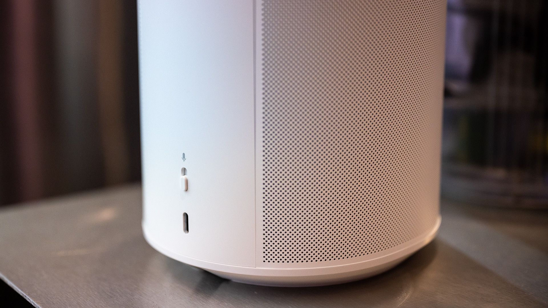 Microphone switch and USB-C port on the back of the Sonos Era 100