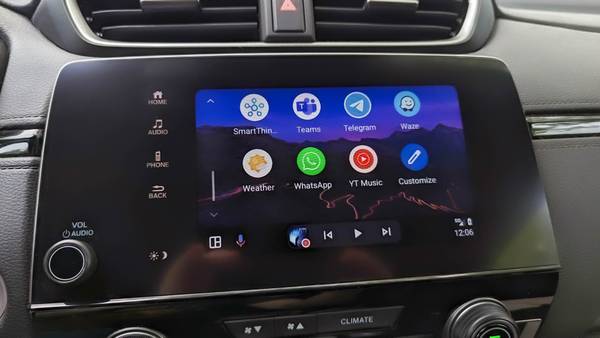 Car console running Android Auto. 