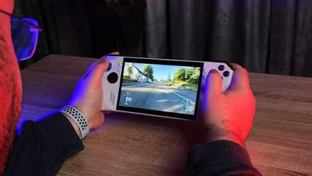 Author holding ROG Ally playing Forza Horizon 4