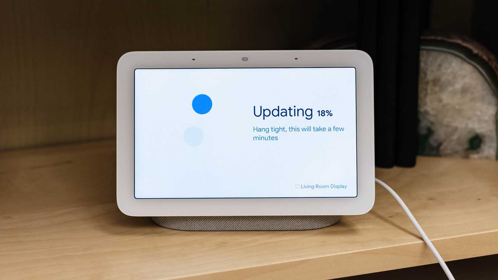 A Google Nest Hub 2nd Gen updating.