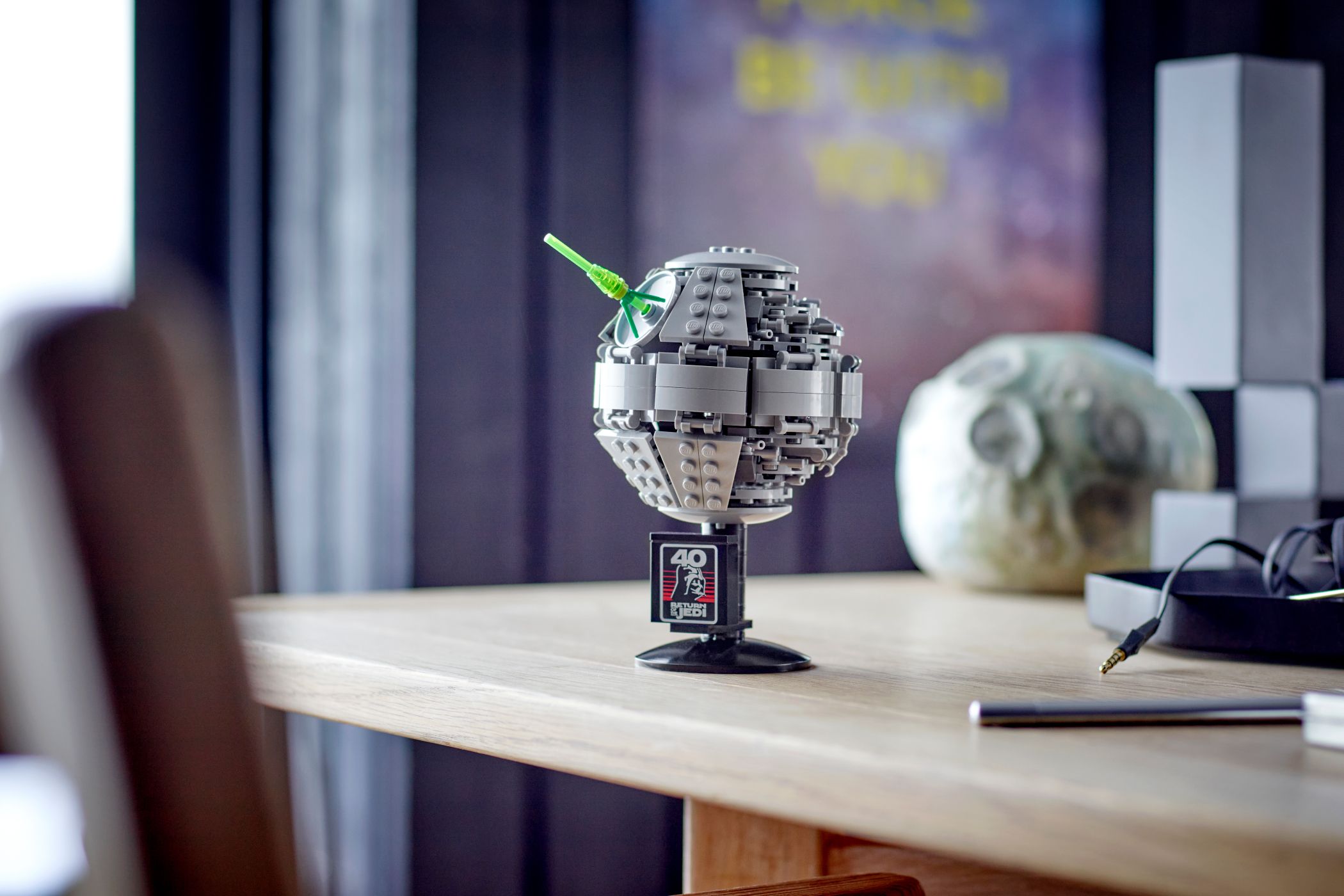 A small Star Wars Death Star model made from LEGO