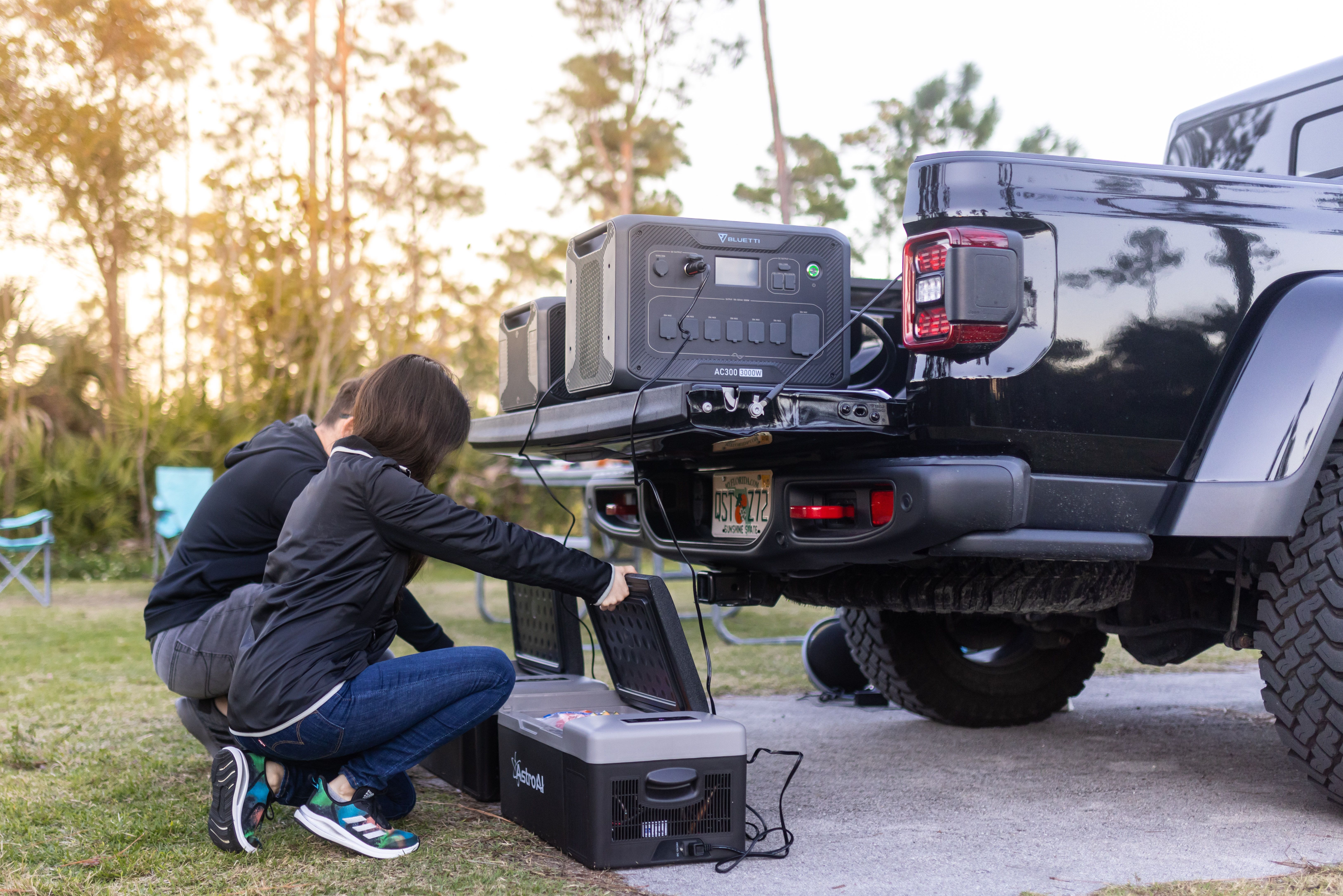 Bluetti portable power station in the back of a pickup