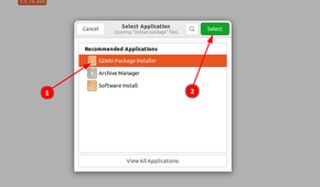 choose gdebi from the list and press select