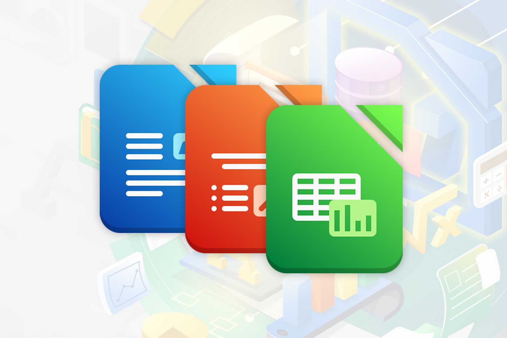 LibreOffice icons for Writer, Calc and Impress
