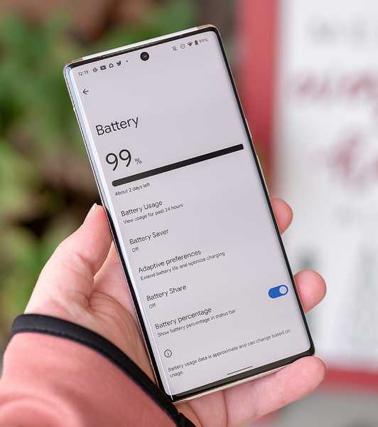 Android battery screen on Google Pixel.