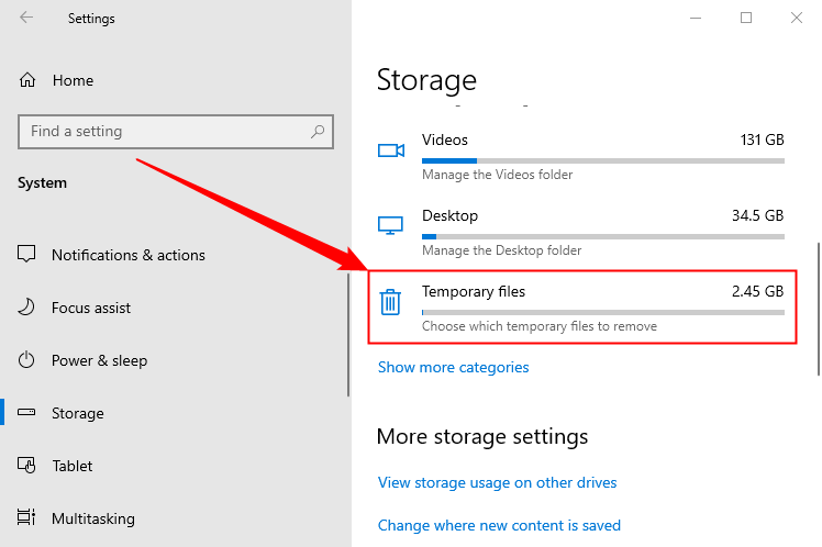 File Storage Check How to Delete Temporary Files on Windows 10