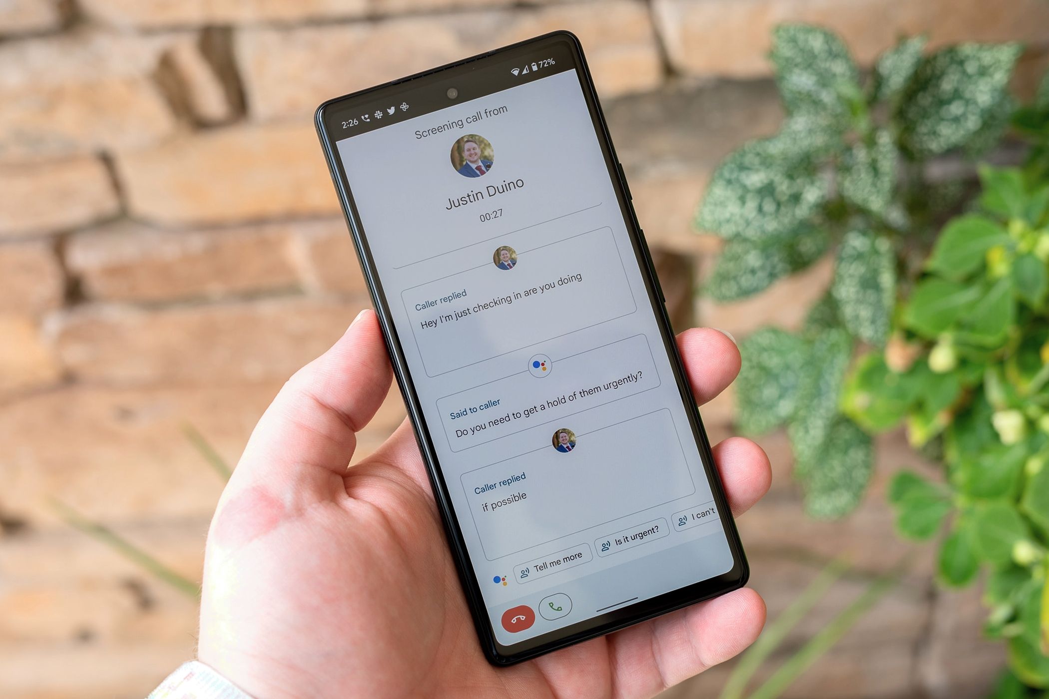 Google Pixel Assistant Call Screen.