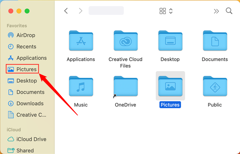 The "Pictures" folder is now pinned to your favorites. 