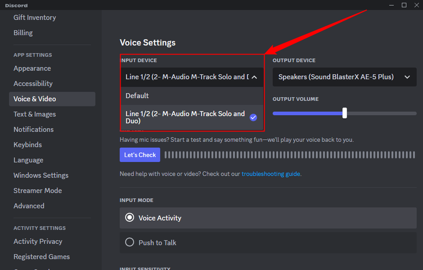 Discord voice settings Logitech headset