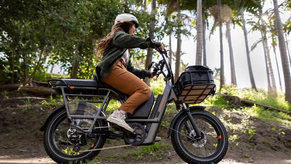 woman on radrunner 3 electric bike