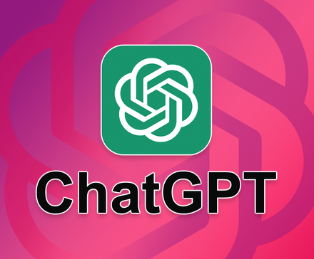 Логотип ChatGPT на розовом фоне.