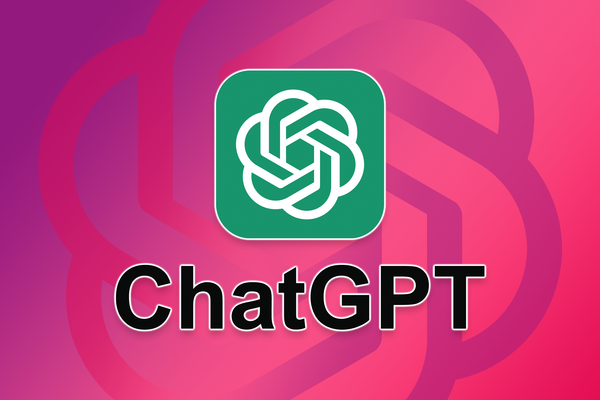 The ChatGPT logo over a pink background.
