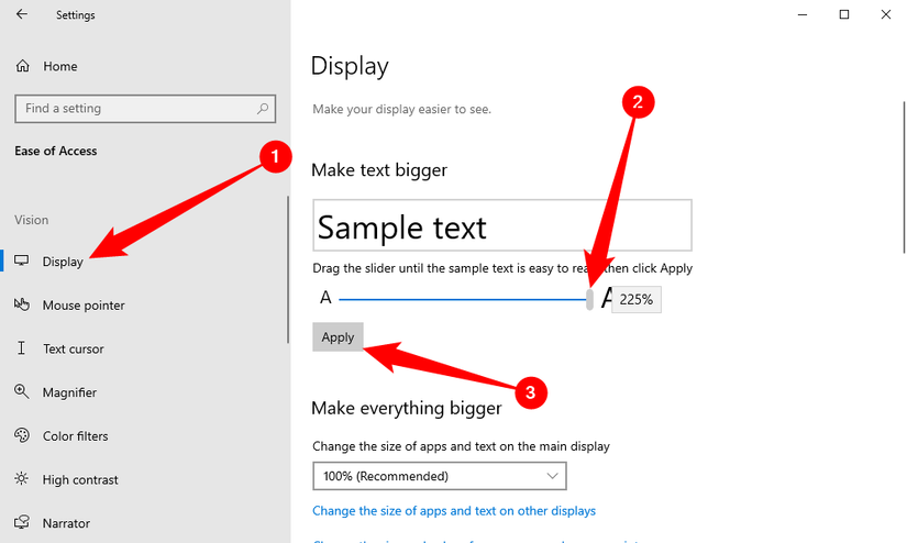 Settings Text How to Change the Size of Text in Windows 10