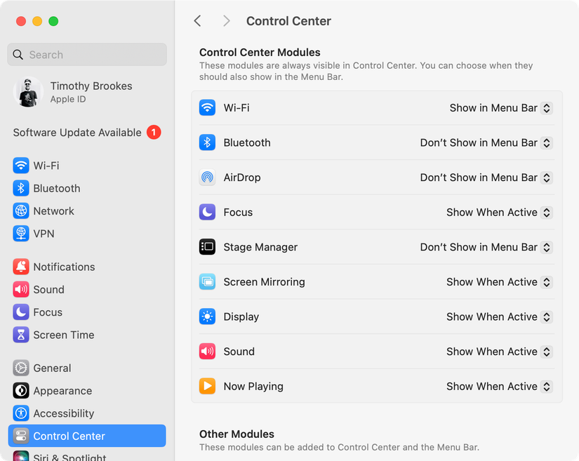 Clear Control Menu How to Edit, Customize, and Remove Menu Bar Icons on a Mac