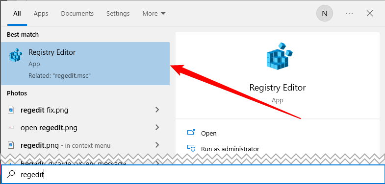 Open the Registry Editor through the Start Menu. 