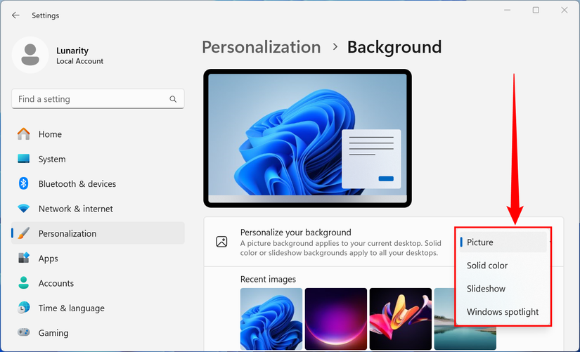 How to Change the Desktop Background on Windows 11