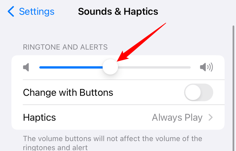 Move the volume slider left or right to decrease or increase volume. 