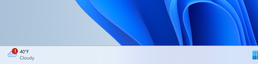 A weather widget on the left-hand side of the taskbar. 