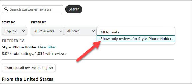 How to Filter Reviews for One Specific Model on Amazon Listings