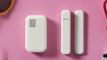 The IKEA PARASOLL, VALLHORN, and BADRING sensors on a pink background.