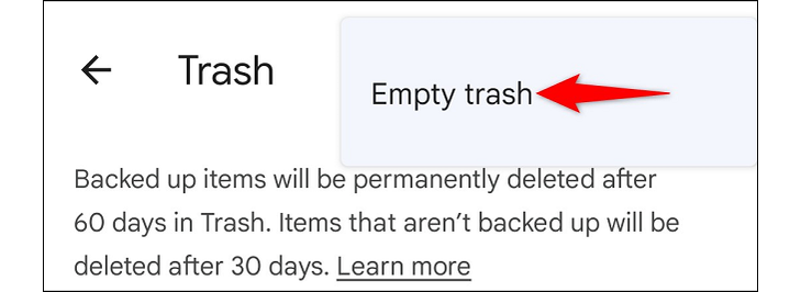 Arrow pointing at Empty Trash