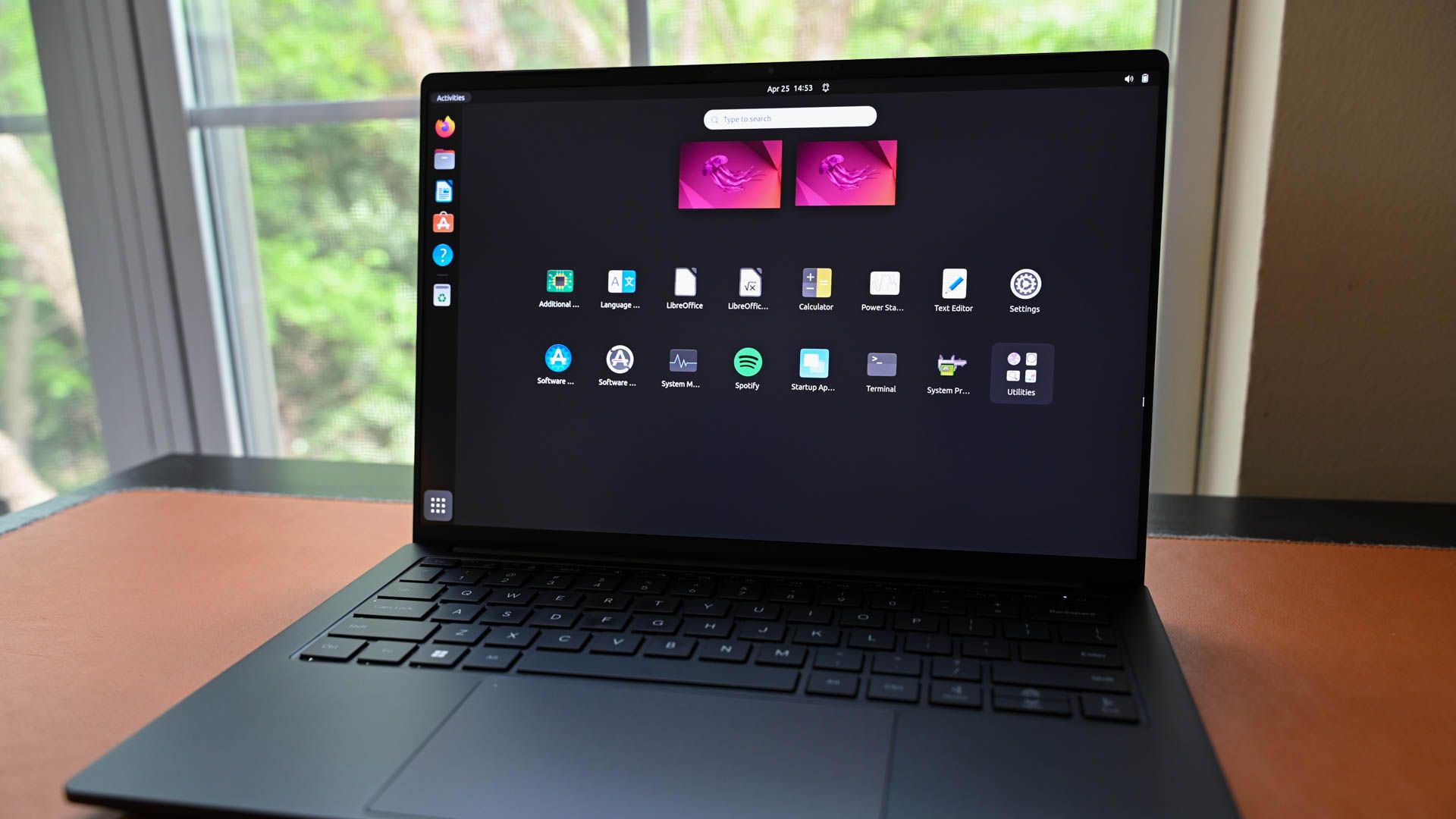 A Linux PC showing install applications. 