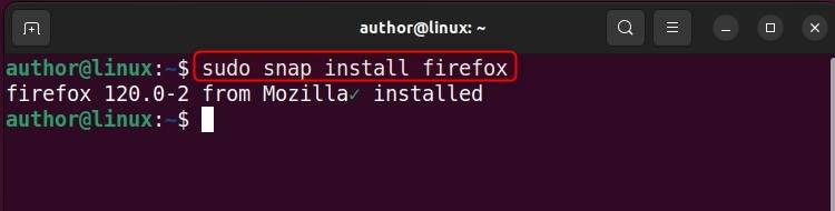 Установка браузера Mozilla Firefox через Snap на Ubuntu