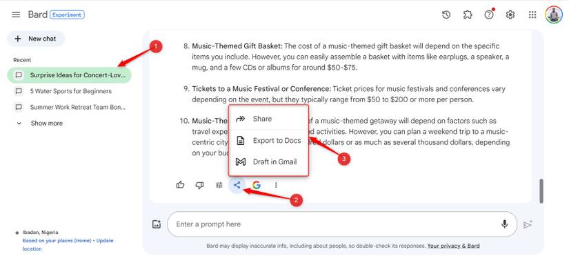 How to Share Your Bard AI Chats