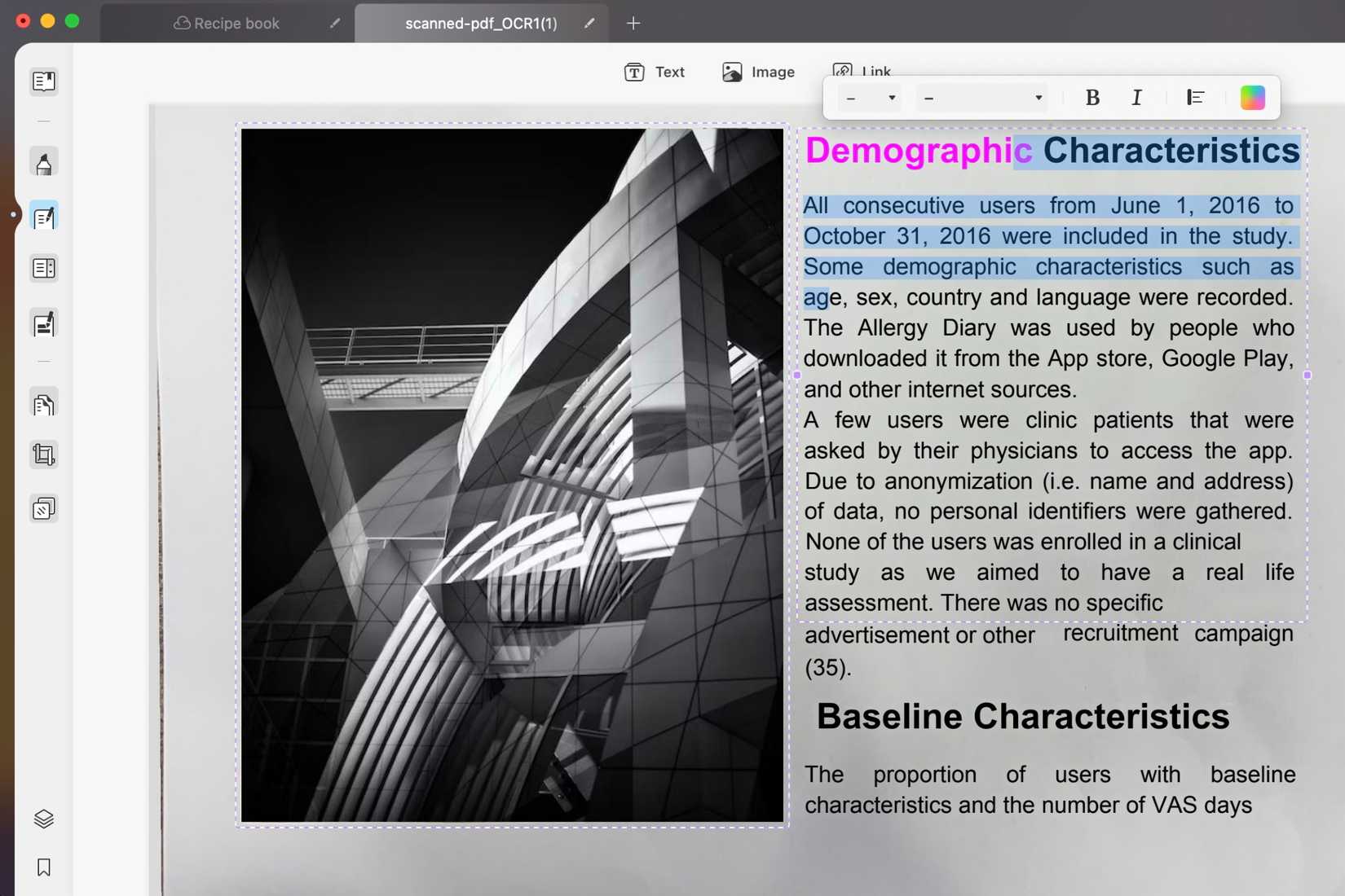 Screenshot of UPDFs OCR Feature in Use